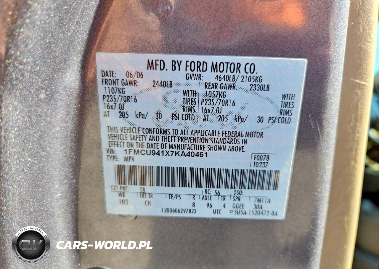 2007 Ford Escape Limited VIN:1FMCU941X7KA40461 - 13