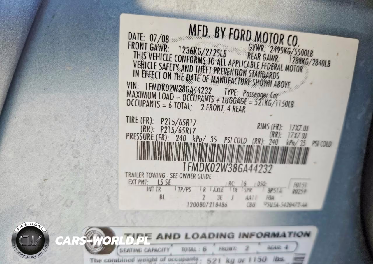2008 Ford Taurus X Sel VIN:1FMDK02W38GA44232 - 13
