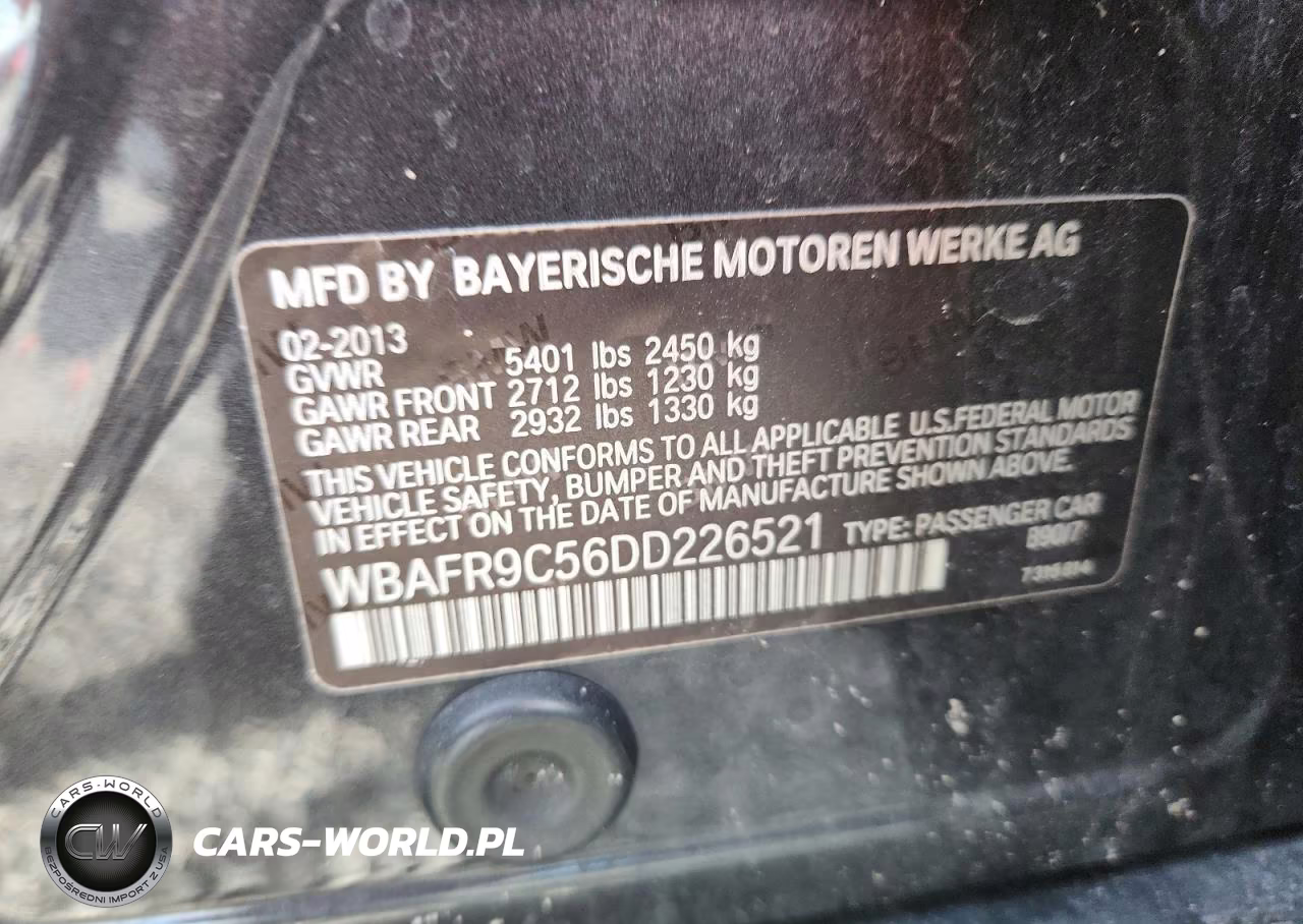 2013 BMW 550 I VIN:WBAFR9C56DD226521 - 12