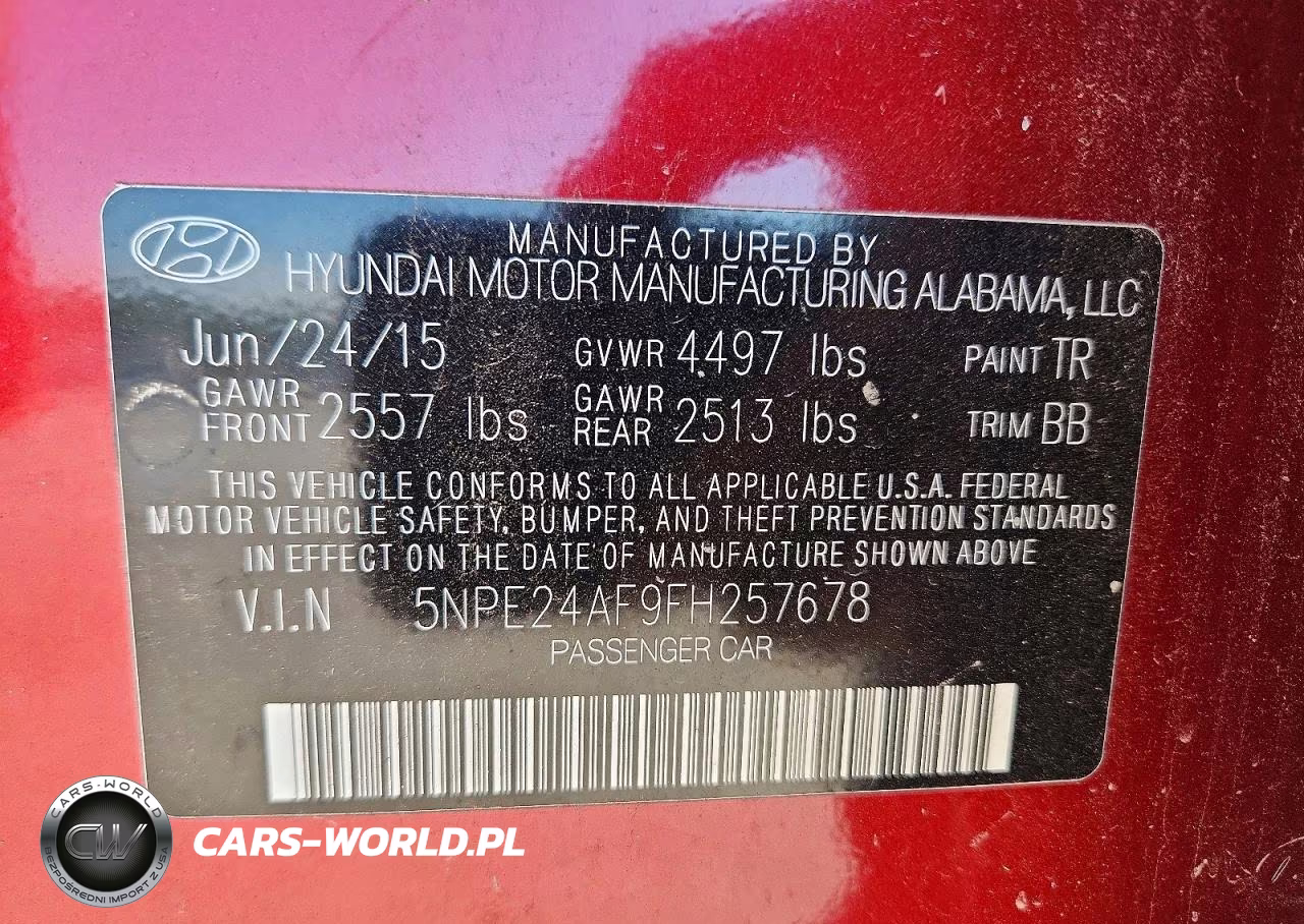 2015 Hyundai Sonata Se VIN:5NPE24AF9FH257678 - 12