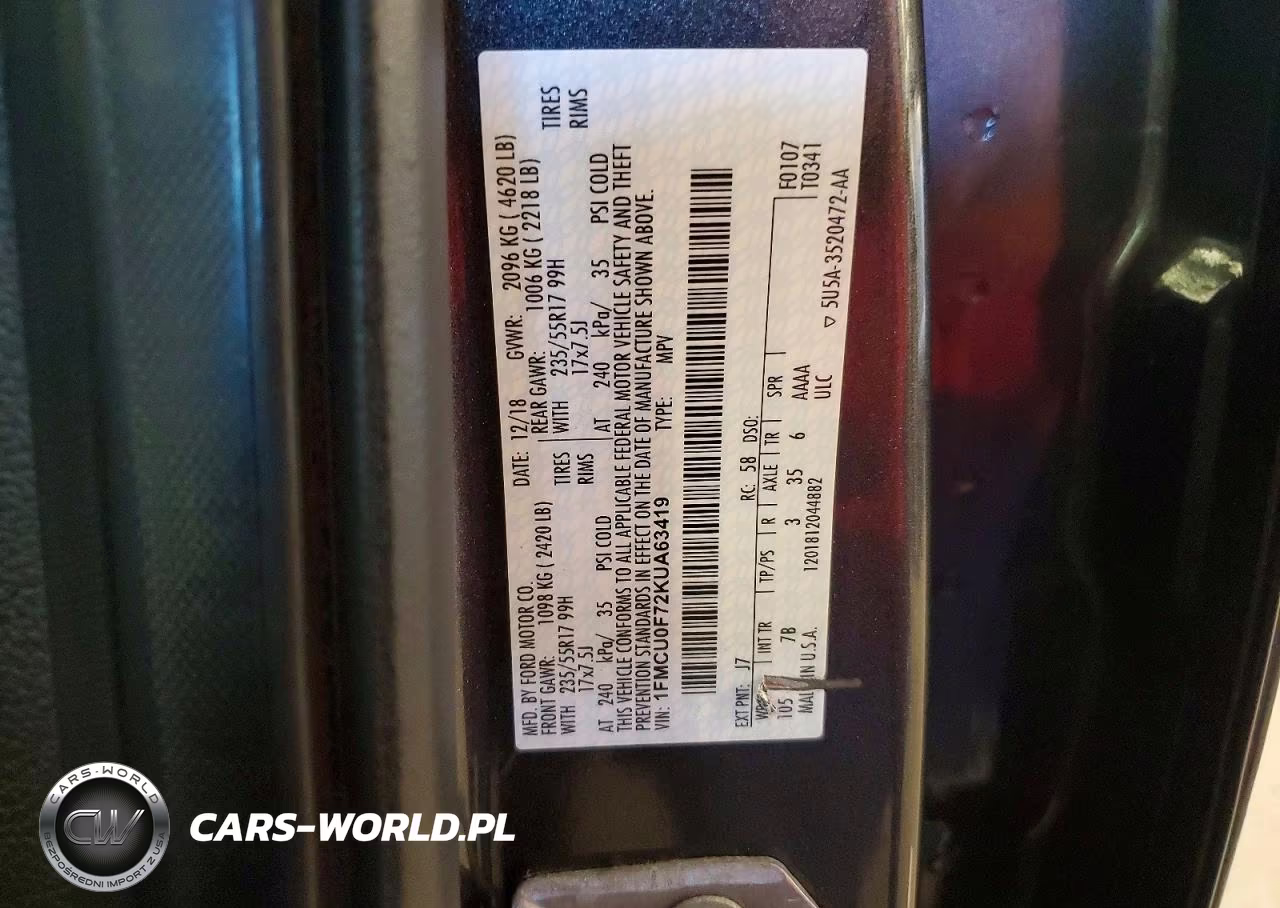 2019 Ford Escape S VIN:1FMCU0F72KUA63419 - 13