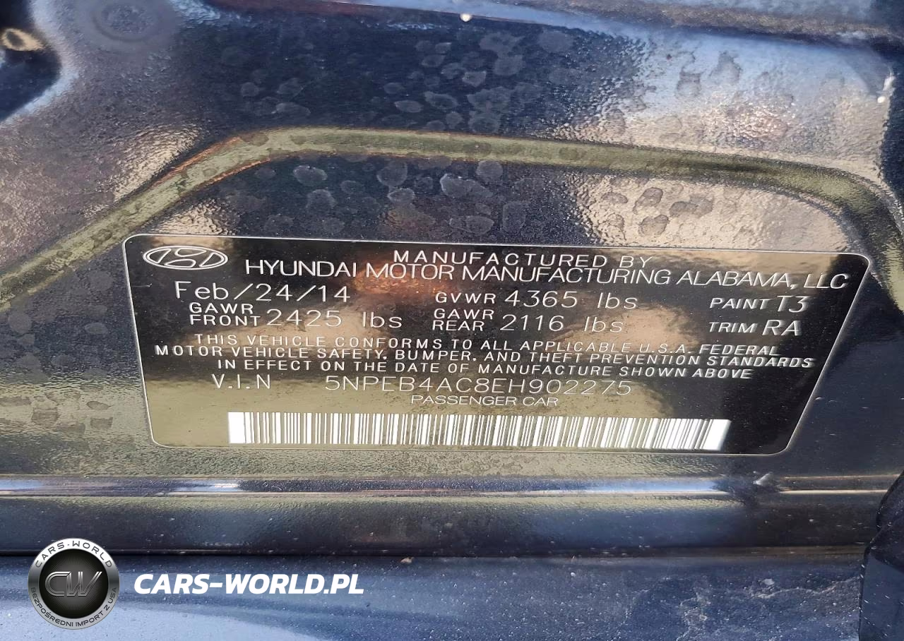 2014 Hyundai Sonata Gls VIN:5NPEB4AC8EH902275 - 12
