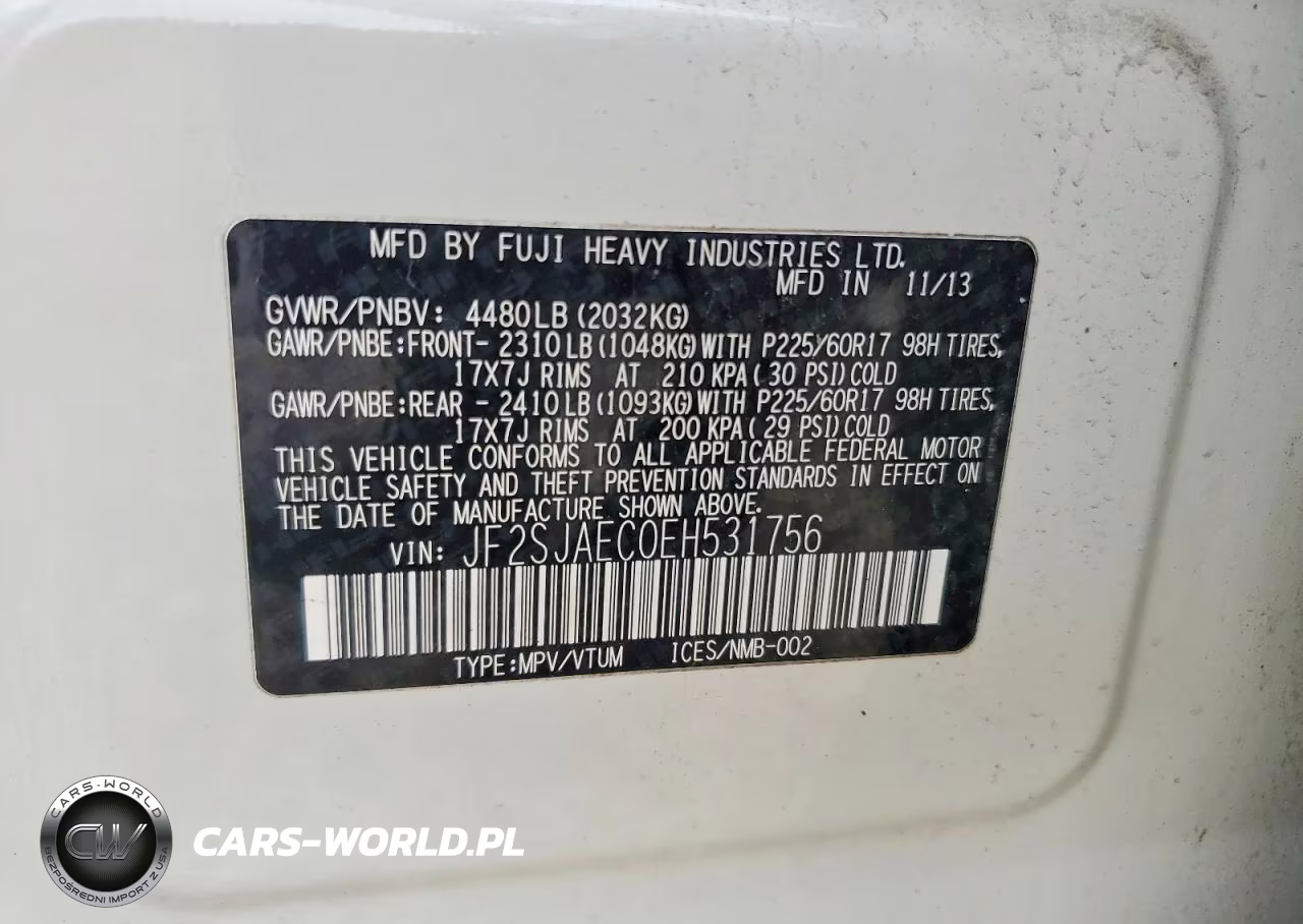 2014 Subaru Forester 2.5I Premium VIN:JF2SJAEC0EH531756 - 13