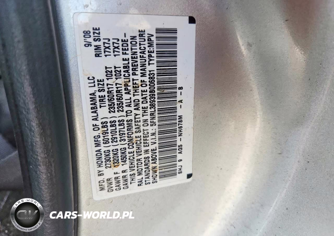 2009 Honda Odyssey Touring VIN:5FNRL38939B006831 - 13