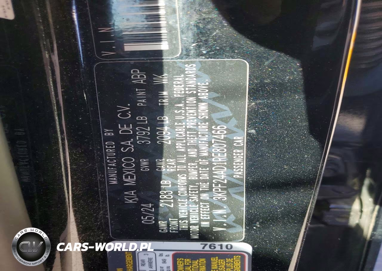 2024 Kia Forte Lxs VIN:3KPF24AD1RE807466 - 12