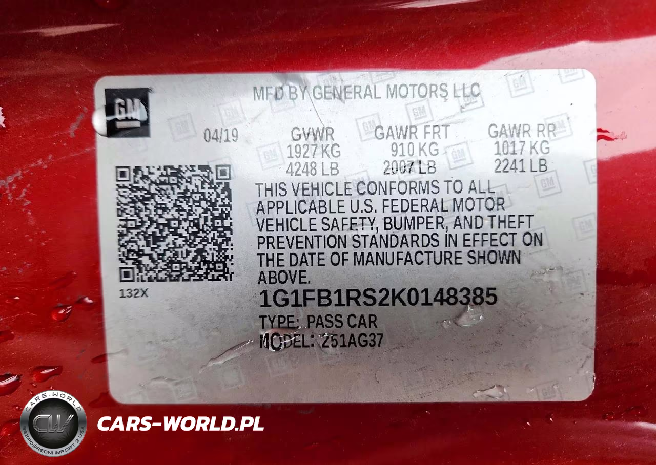 2019 Chevrolet Camaro Ls VIN:1G1FB1RS2K0148385 - 12