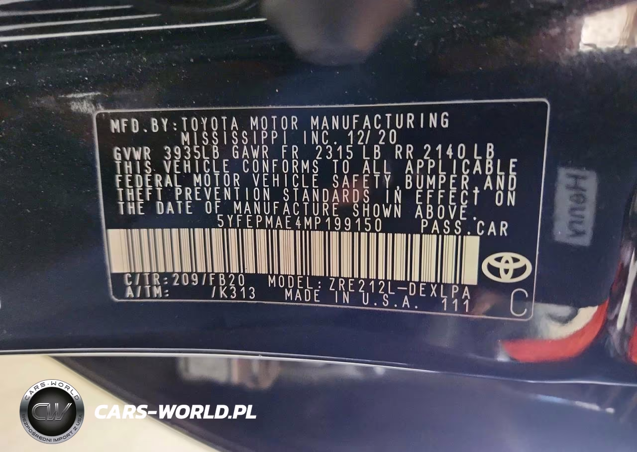 2021 Toyota Corolla Le VIN:5YFEPMAE4MP199150 - 12