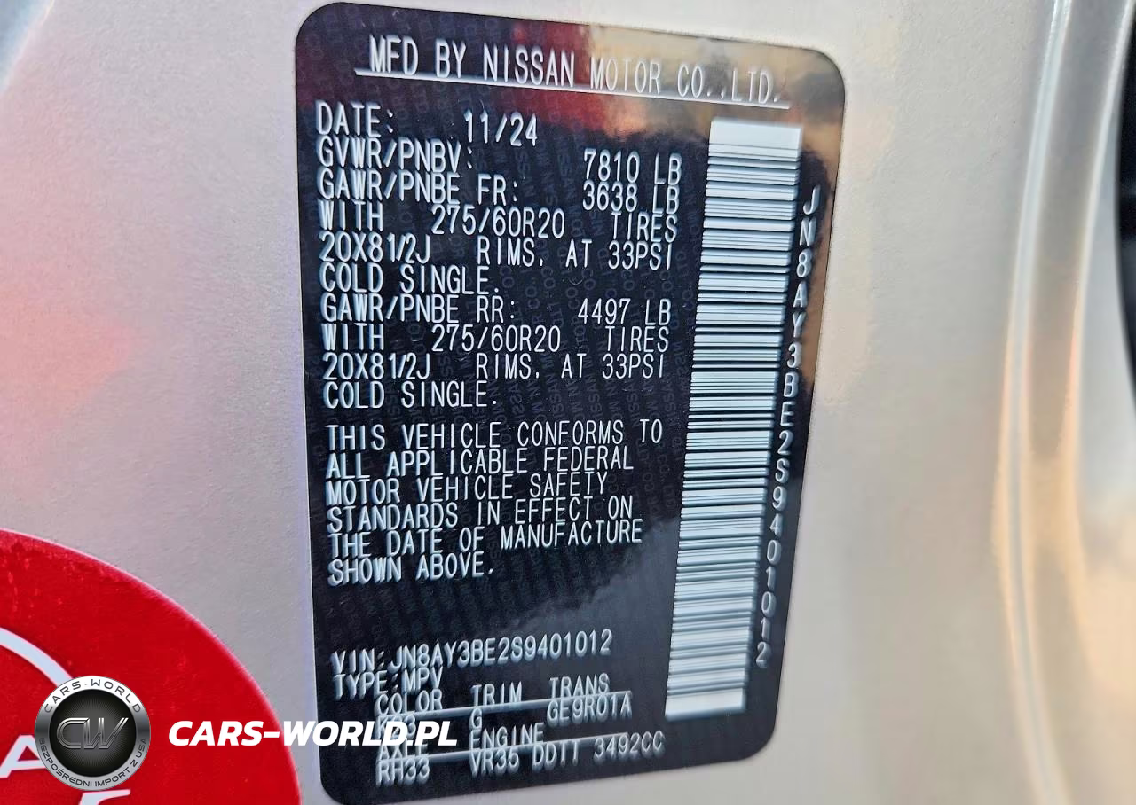 2025 Nissan Armada Sl VIN:JN8AY3BE2S9401012 - 14
