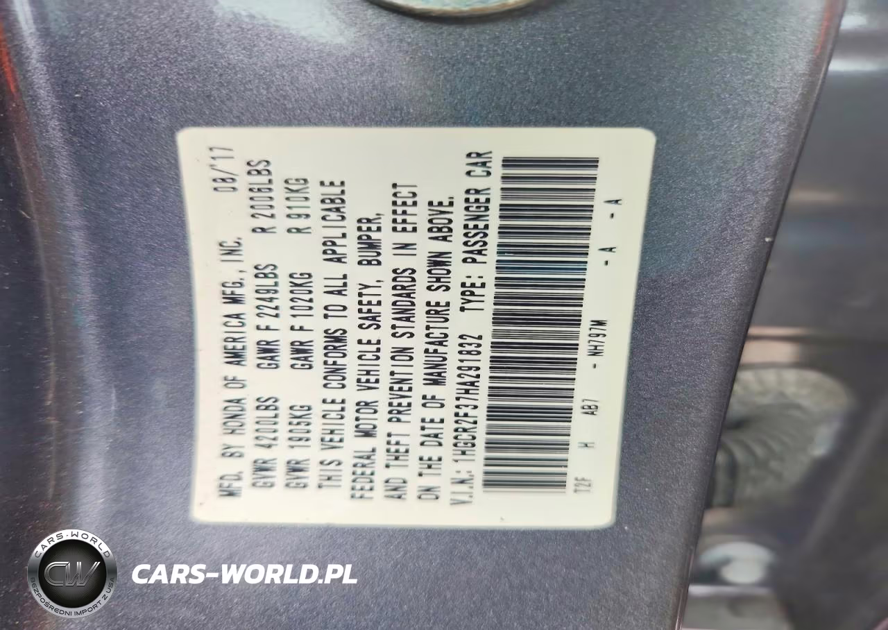 2017 Honda Accord Lx VIN:1HGCR2F37HA291832 - 12