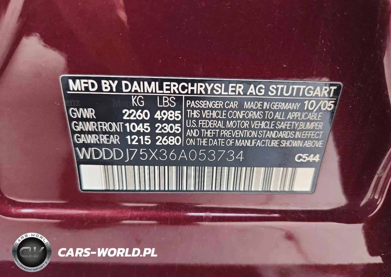 2006 Mercedes-Benz Cls 500C VIN:WDDDJ75X36A053734 - 12