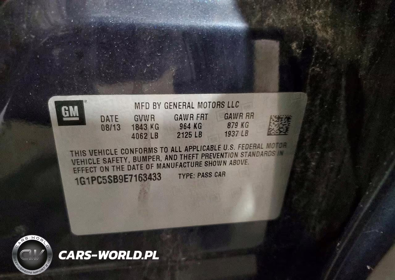 2014 Chevrolet Cruze Lt VIN:1G1PC5SB9E7163433 - 12