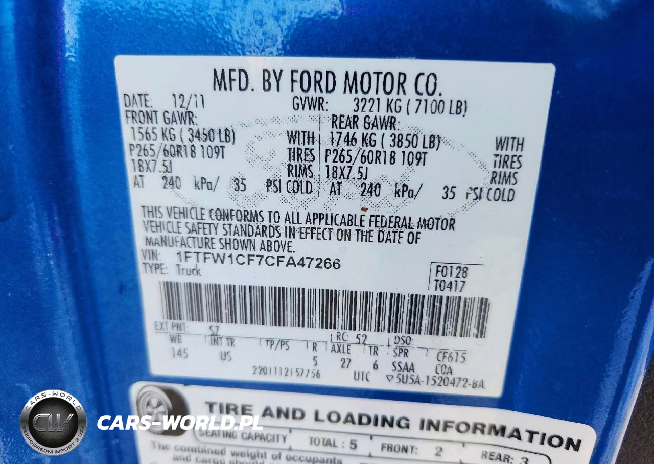 2012 Ford F150 Supercrew VIN:1FTFW1CF7CFA47266 - 12