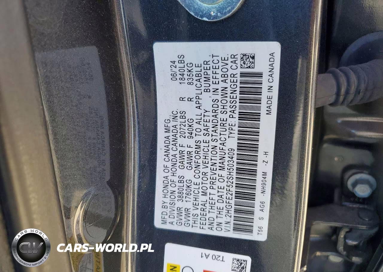2025 Honda Civic Sport VIN:2HGFE2F52SH503409 - 12