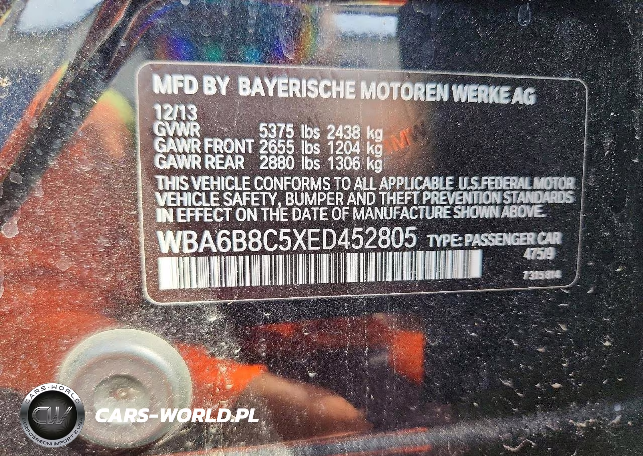 2014 BMW 640 Xi Gran Coupe VIN:WBA6B8C5XED452805 - 12