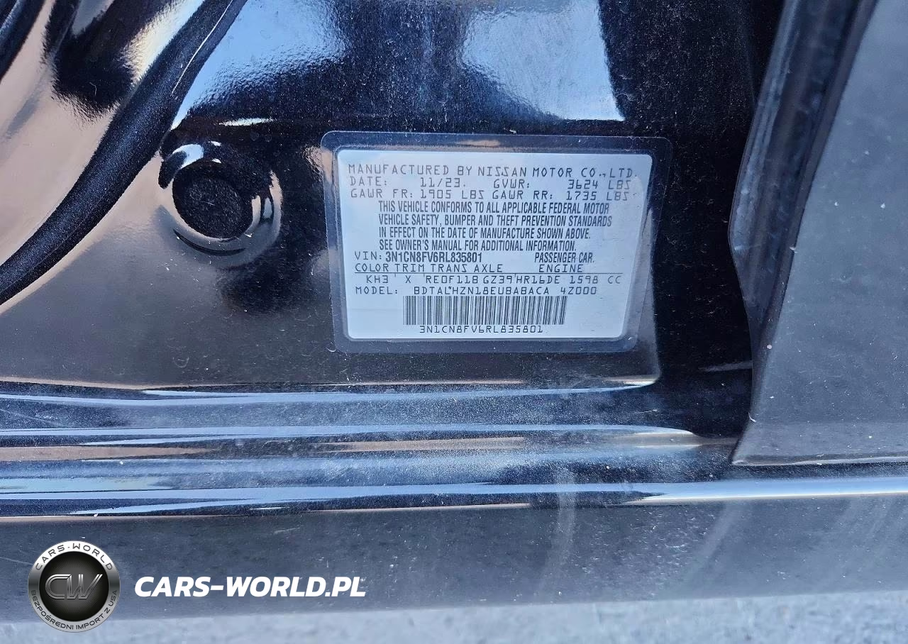 2024 Nissan Versa Sr VIN:3N1CN8FV6RL835801 - 13