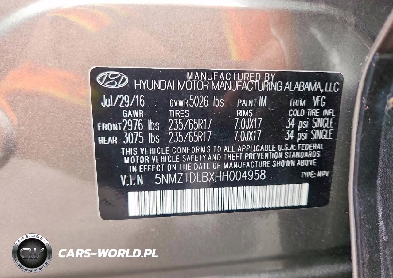 2017 Hyundai Santa Fe Sport 2.4L VIN:5NMZTDLBXHH004958 - 12