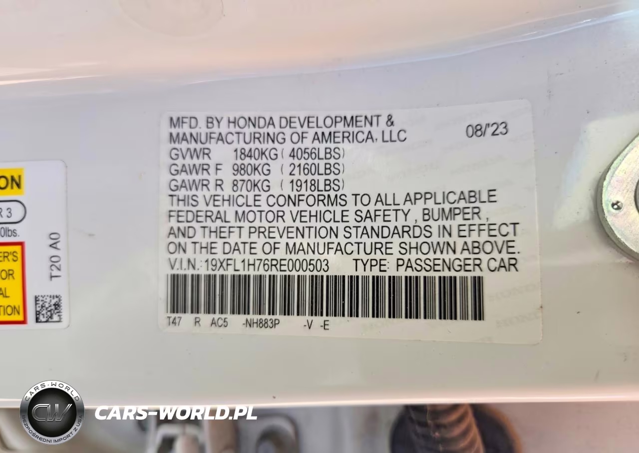 2024 Honda Civic Exl VIN:19XFL1H76RE000503 - 12