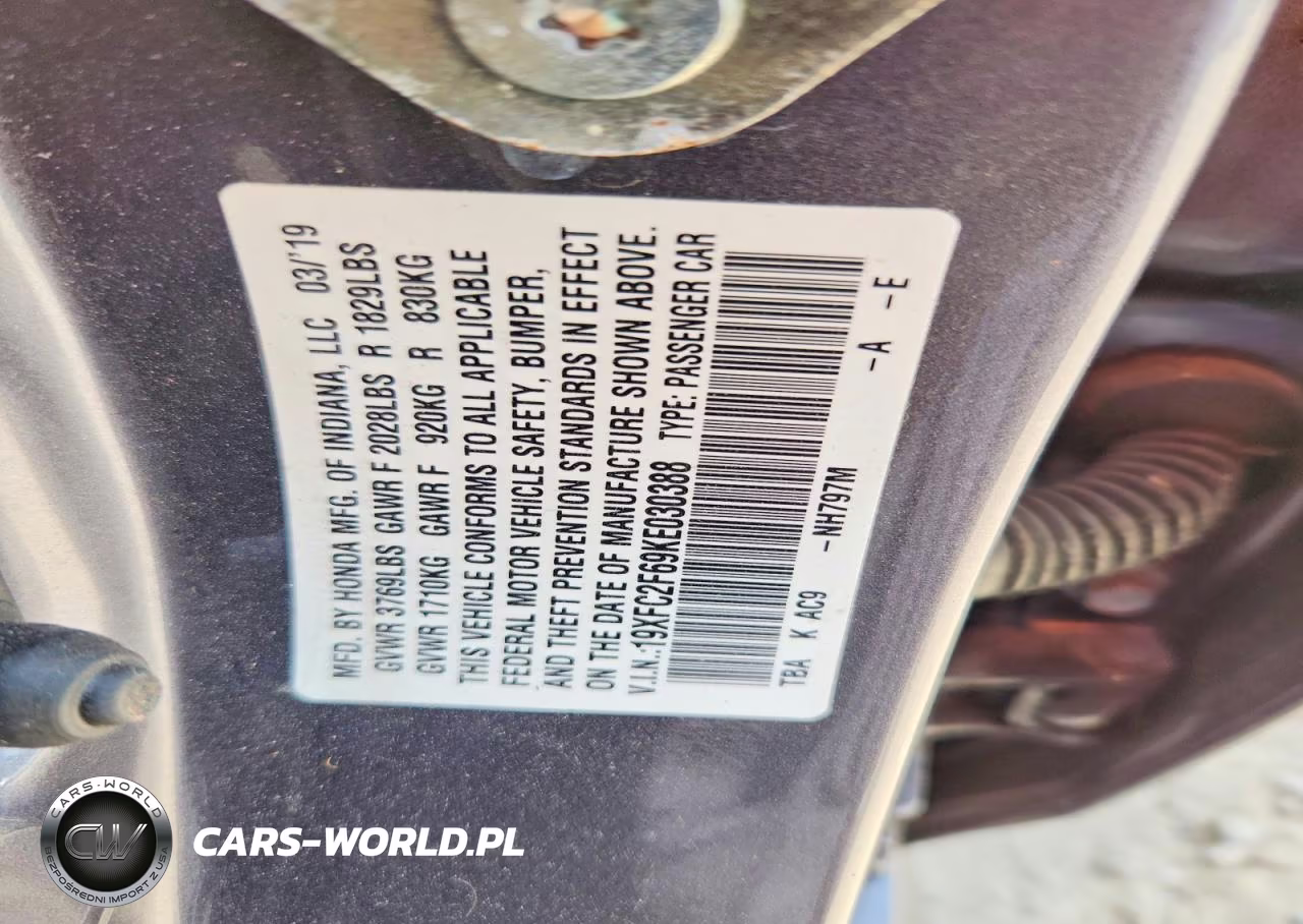 2019 Honda Civic Lx VIN:19XFC2F69KE030388 - 12