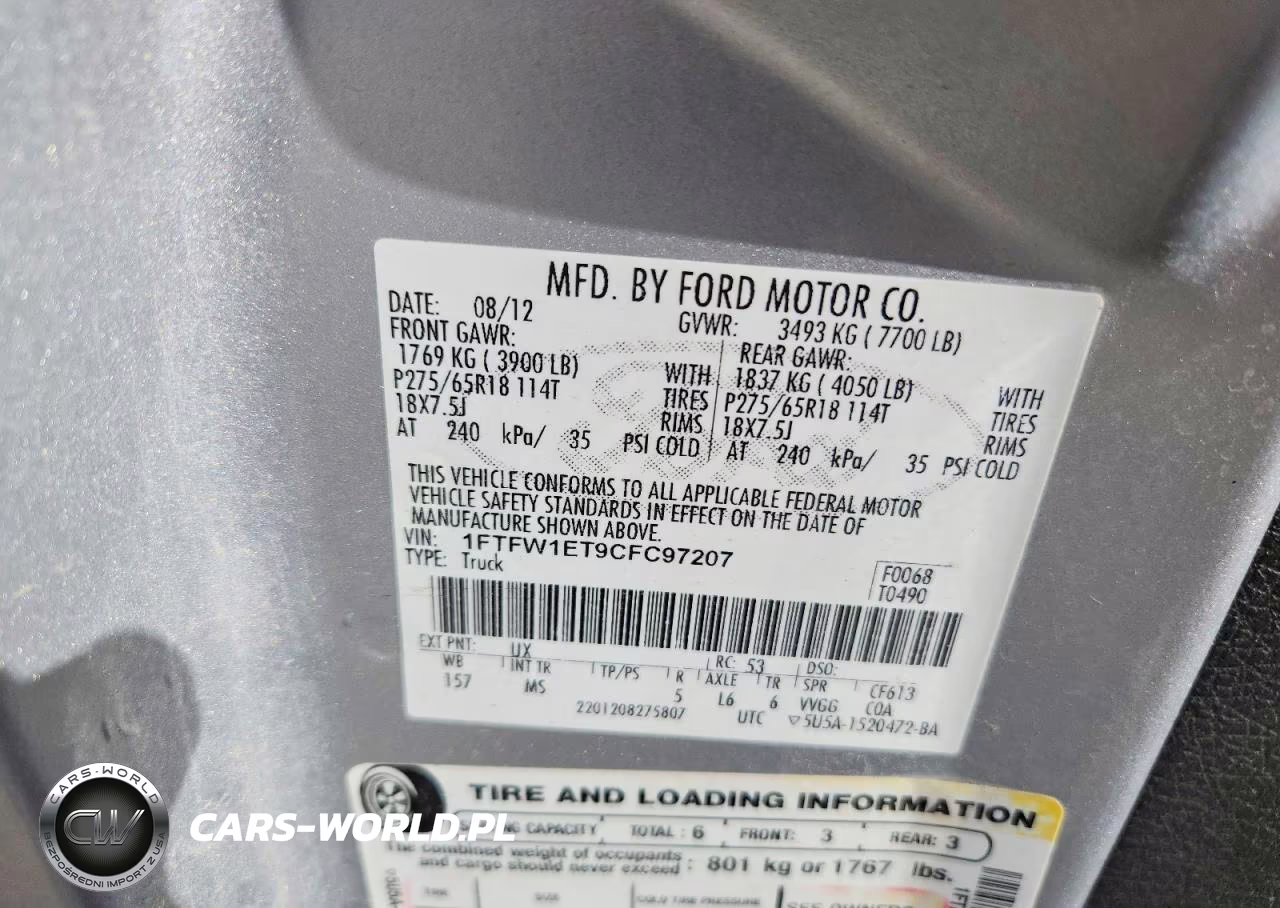 2012 Ford F150 Supercrew VIN:1FTFW1ET9CFC97207 - 12