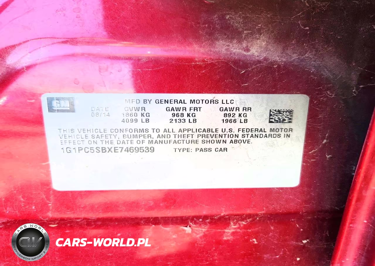 2014 Chevrolet Cruze Lt VIN:1G1PC5SBXE7469539 - 12