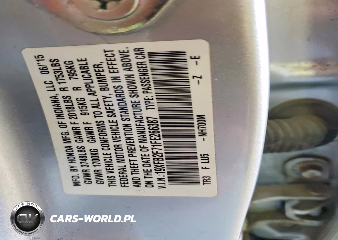 2015 Honda Civic Se VIN:19XFB2F71FE266387 - 12
