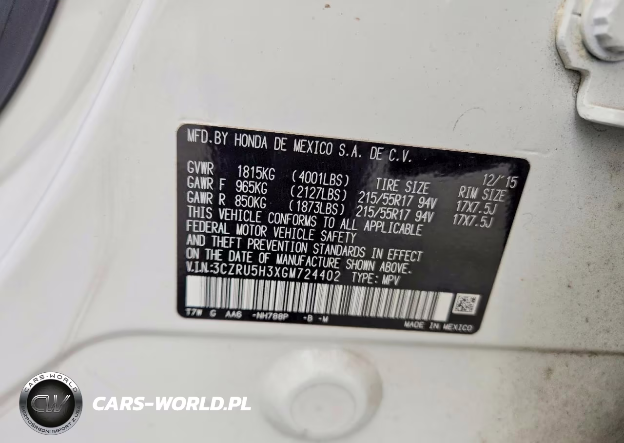 2016 Honda Hr-V Lx VIN:3CZRU5H3XGM724402 - 13