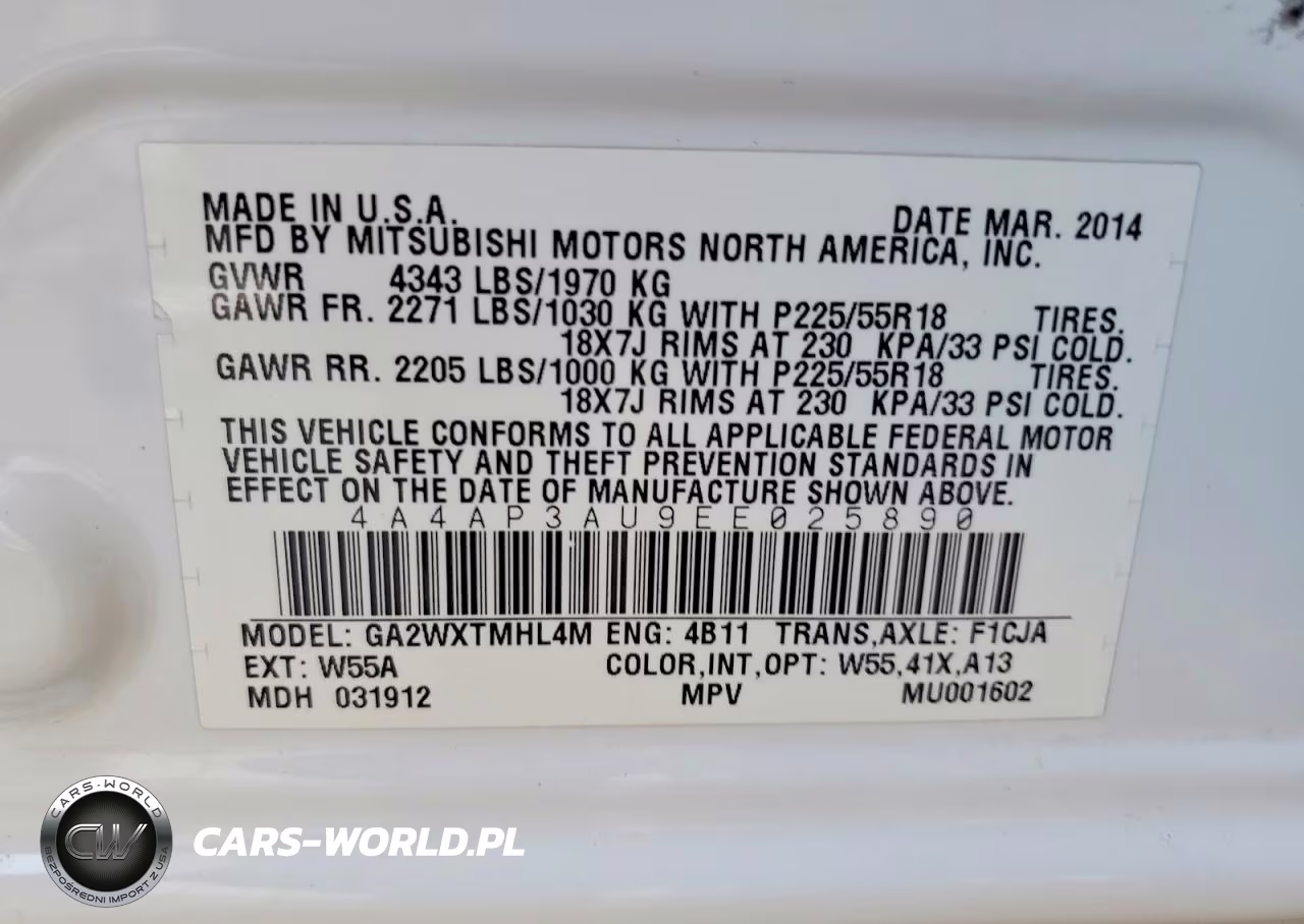 2014 Mitsubishi Outlander Sport Es VIN:4A4AP3AU9EE025890 - 12