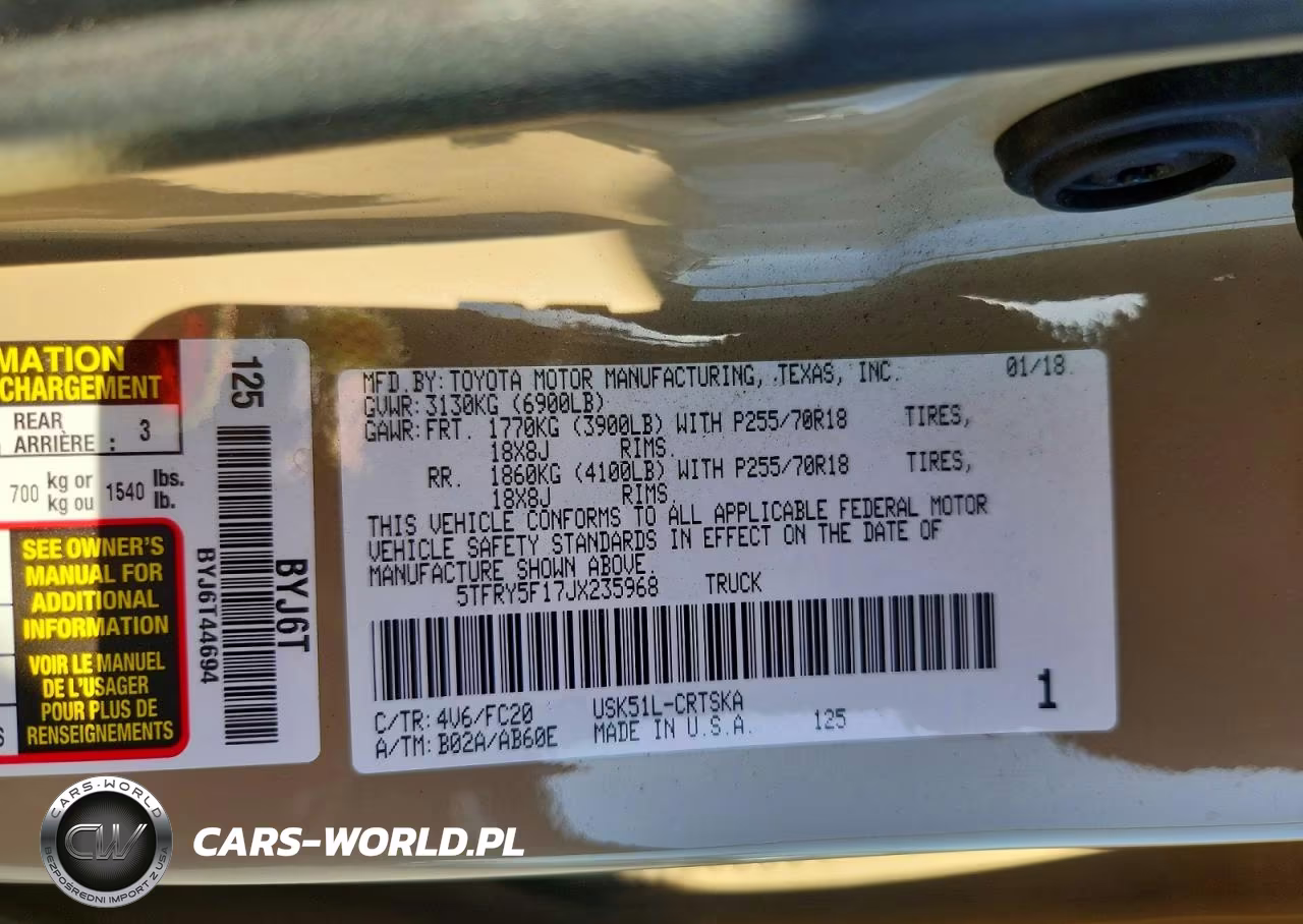 2018 Toyota Tundra Sr5 VIN:5TFRY5F17JX235968 - 12