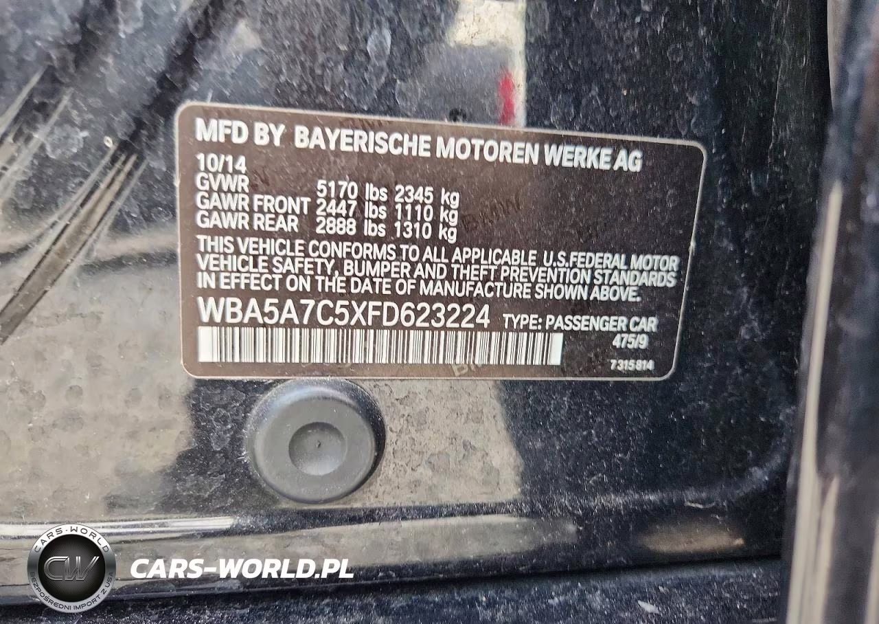 2015 BMW 528 Xi VIN:WBA5A7C5XFD623224 - 12