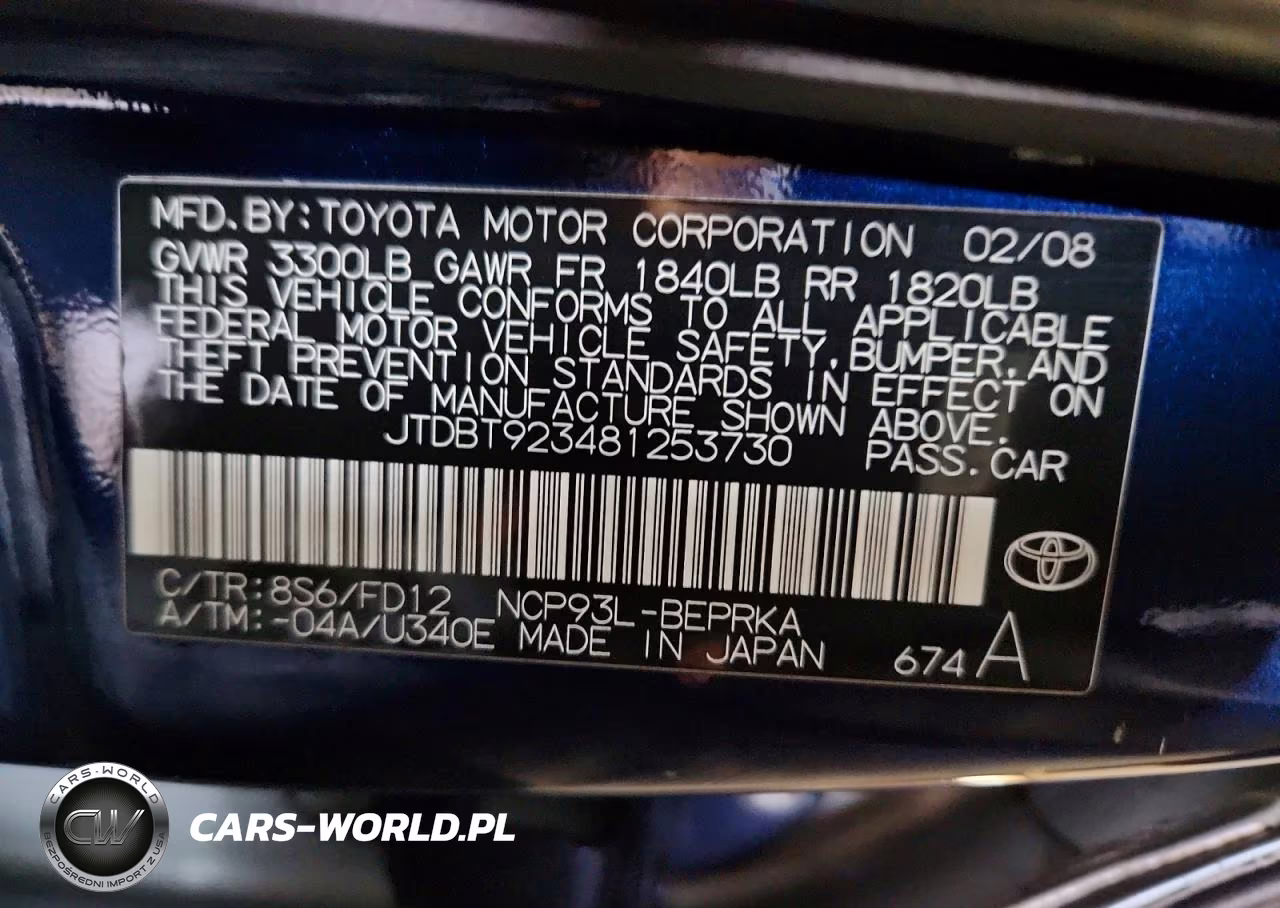 2008 Toyota Yaris Base VIN:JTDBT923481253730 - 12