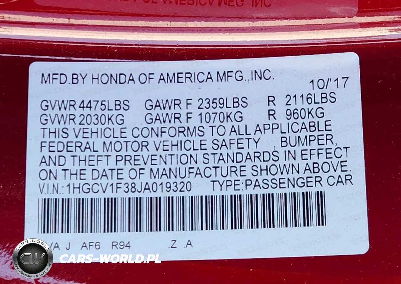 2018 Honda Accord Sport VIN:1HGCV1F38JA019320 - 13