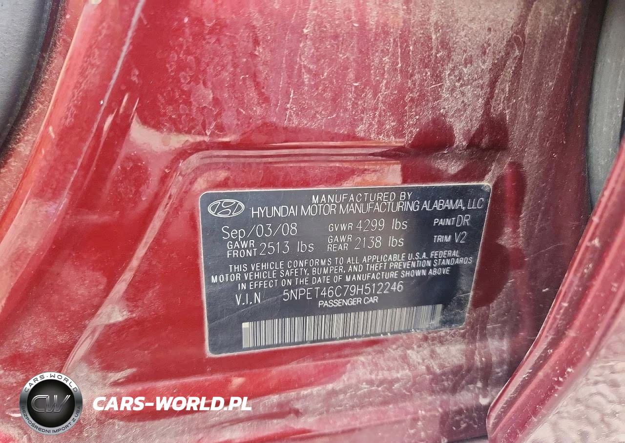 2009 Hyundai Sonata Gls VIN:5NPET46C79H512246 - 13