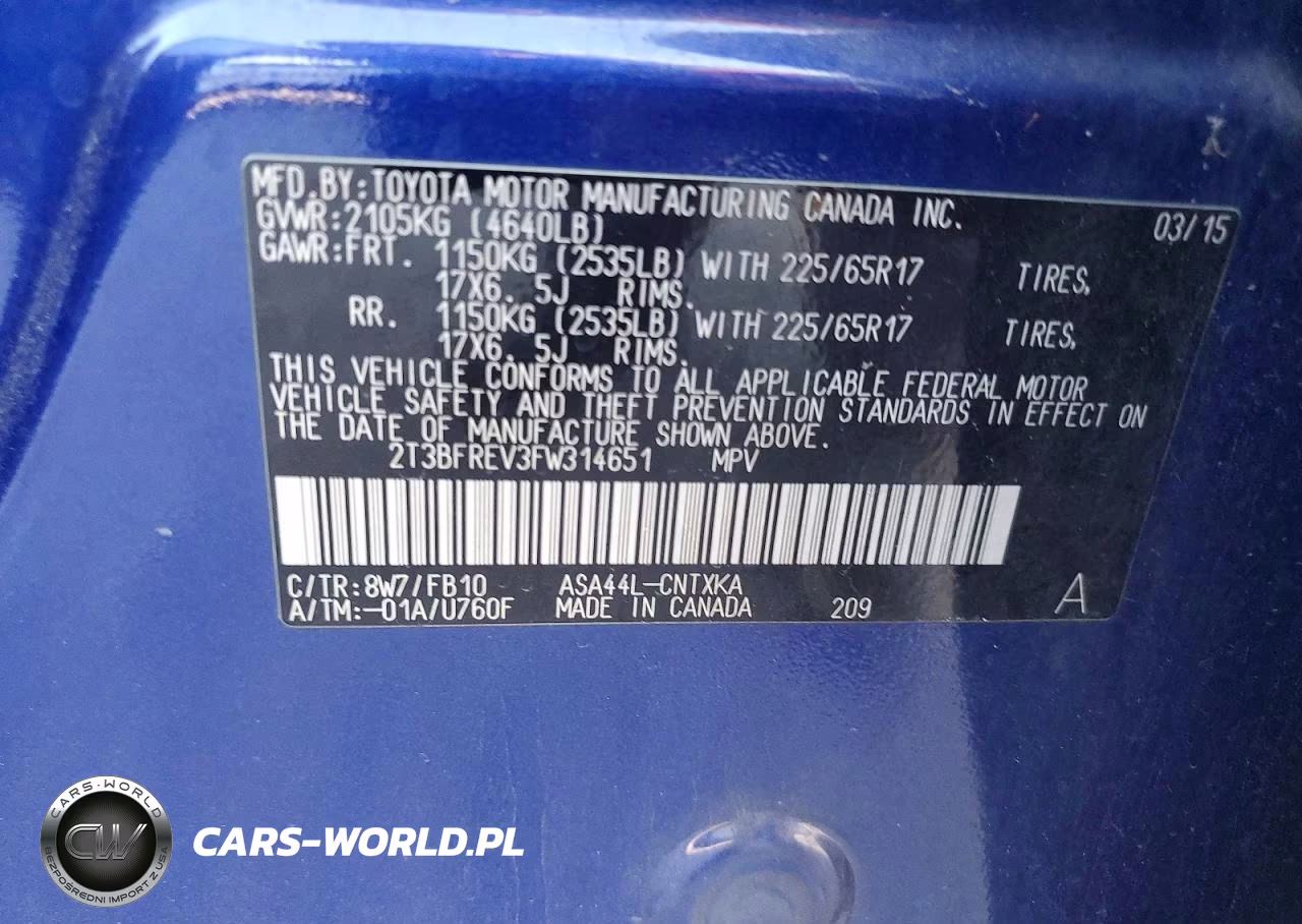 2015 Toyota Rav4 Le VIN:2T3BFREV3FW314651 - 14