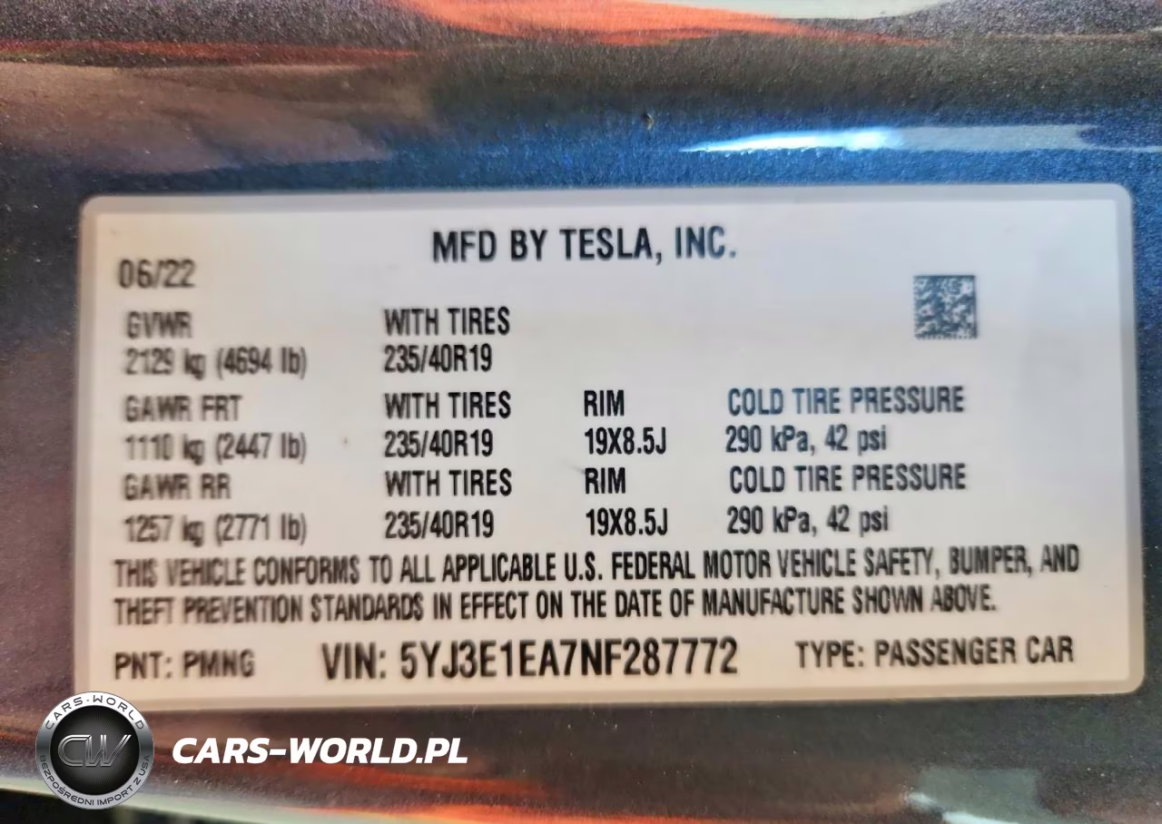 2022 Tesla Model 3 VIN:5YJ3E1EA7NF287772 - 12