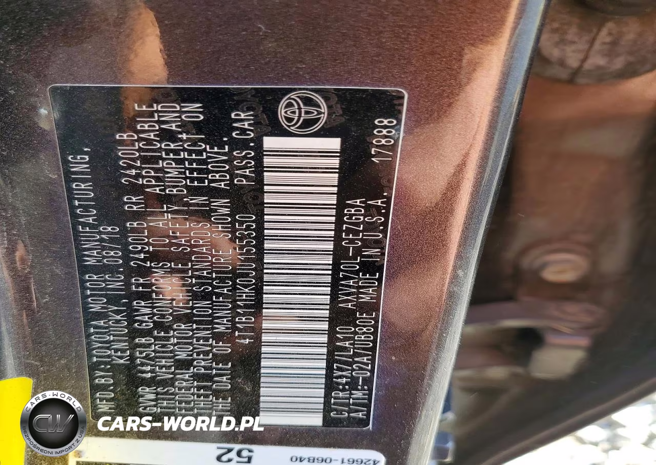 2018 Toyota Camry Xle VIN:4T1B11HK0JU155350 - 13