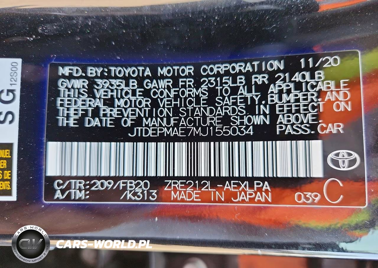 2021 Toyota Corolla Le VIN:JTDEPMAE7MJ155034 - 12
