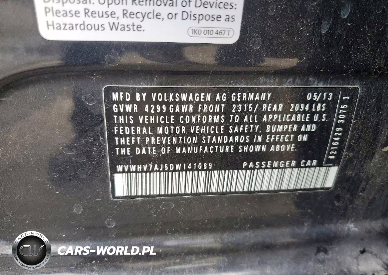 2013 Volkswagen Gti VIN:WVWHV7AJ5DW141069 - 12