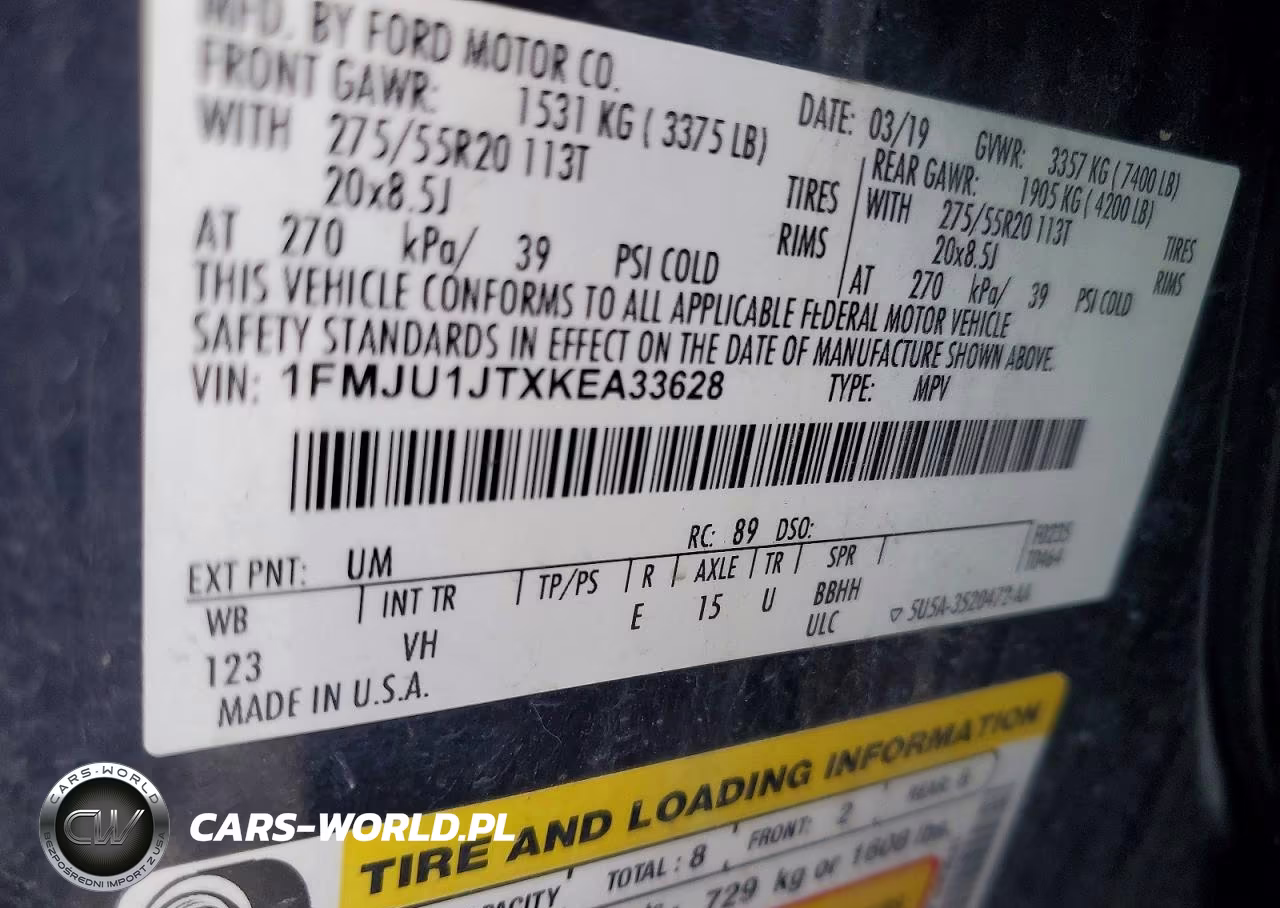 2019 Ford Expedition Xlt VIN:1FMJU1JTXKEA33628 - 13