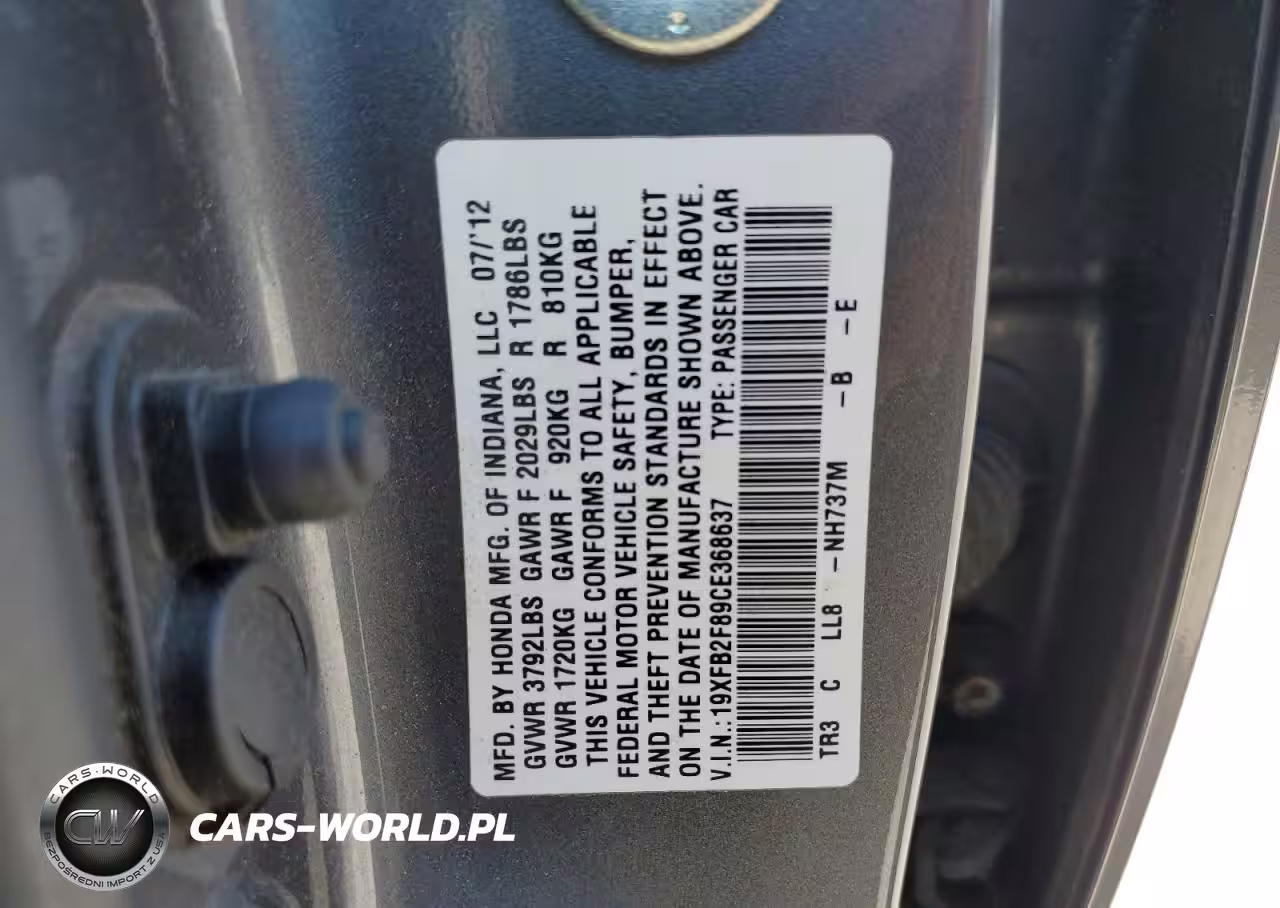 2012 Honda Civic Ex VIN:19XFB2F89CE368637 - 12