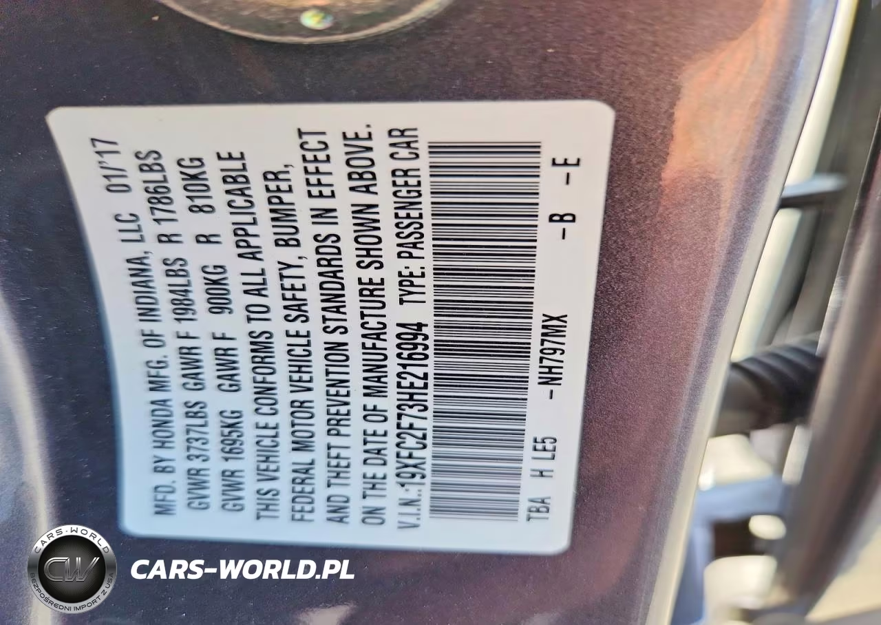 2017 Honda Civic Ex VIN:19XFC2F73HE216994 - 12