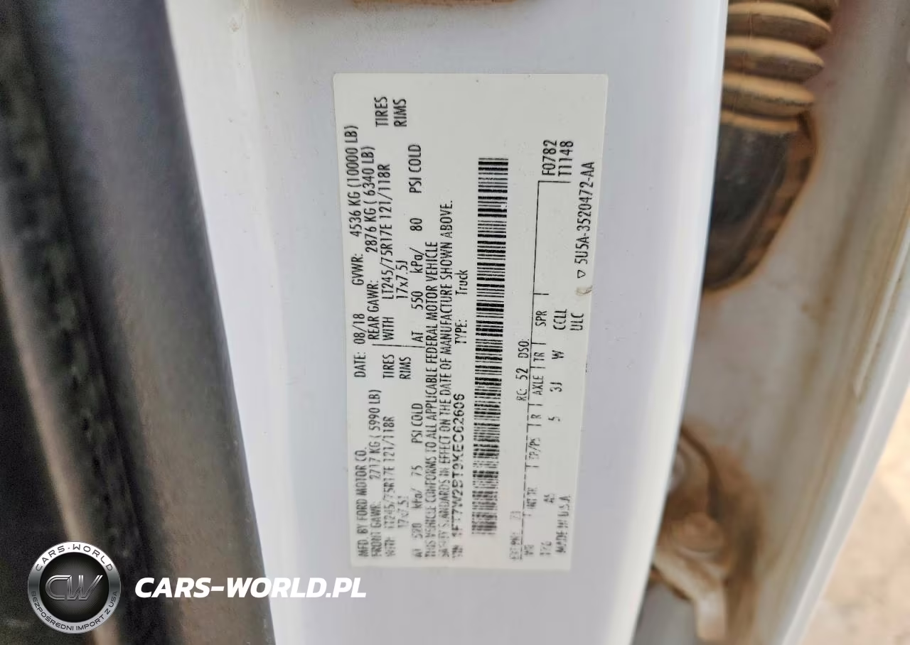 2019 Ford F250 Super Duty VIN:1FT7W2BT9KEC62606 - 12