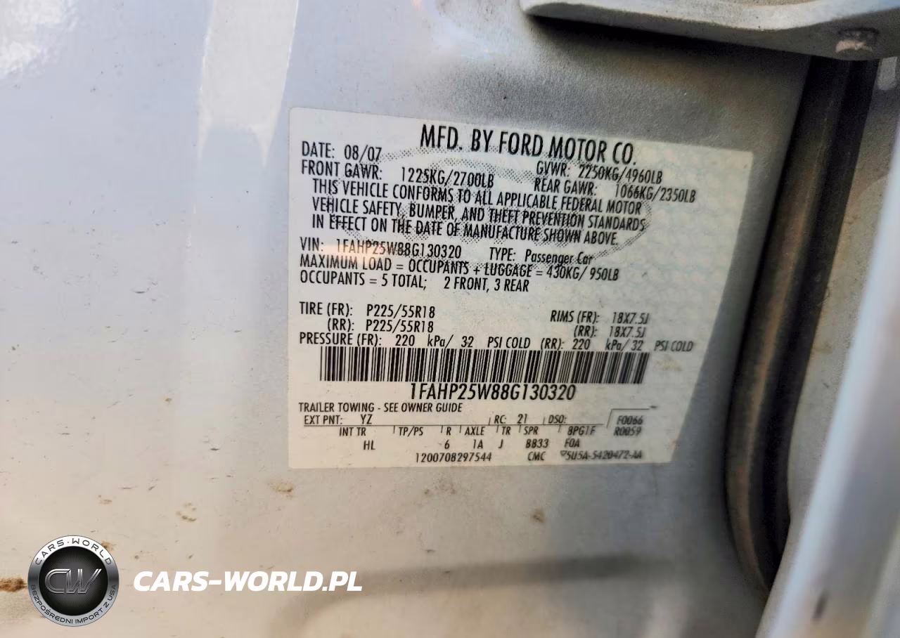 2008 Ford Taurus Limited VIN:1FAHP25W88G130320 - 12