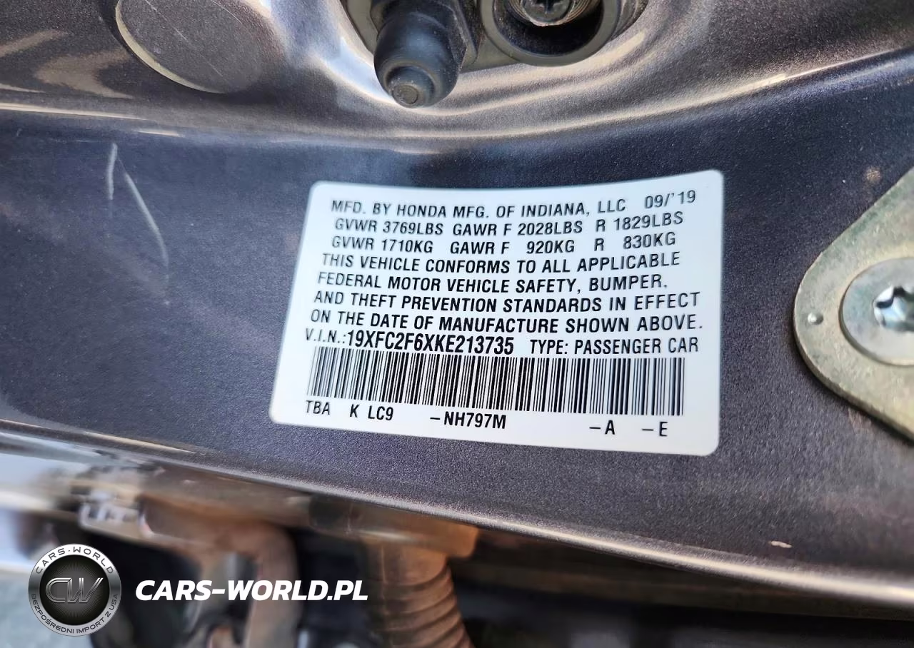2019 Honda Civic Lx VIN:19XFC2F6XKE213735 - 13