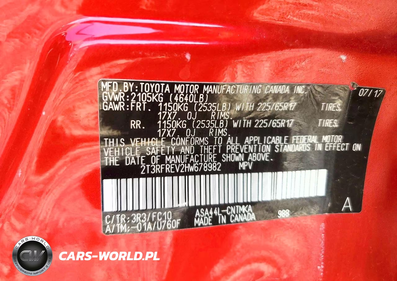 2017 Toyota Rav4 Xle VIN:2T3RFREV2HW678982 - 13