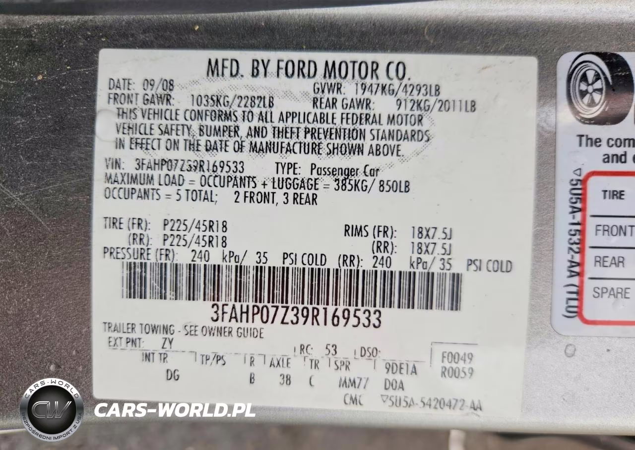 2009 Ford Fusion Se VIN:3FAHP07Z39R169533 - 12