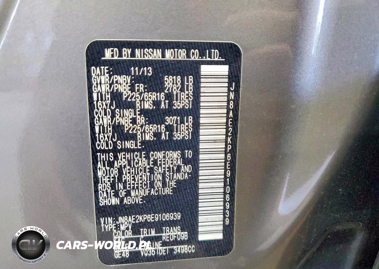 2014 Nissan Quest 3.5 Sv VIN:JN8AE2KP6E9106939 - 13