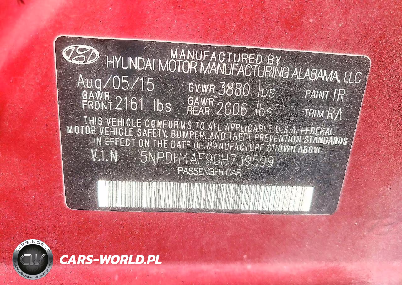 2016 Hyundai Elantra Se VIN:5NPDH4AE9GH739599 - 12
