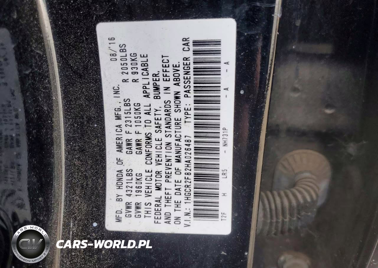 2017 Honda Accord Exl VIN:1HGCR2F82HA026487 - 12
