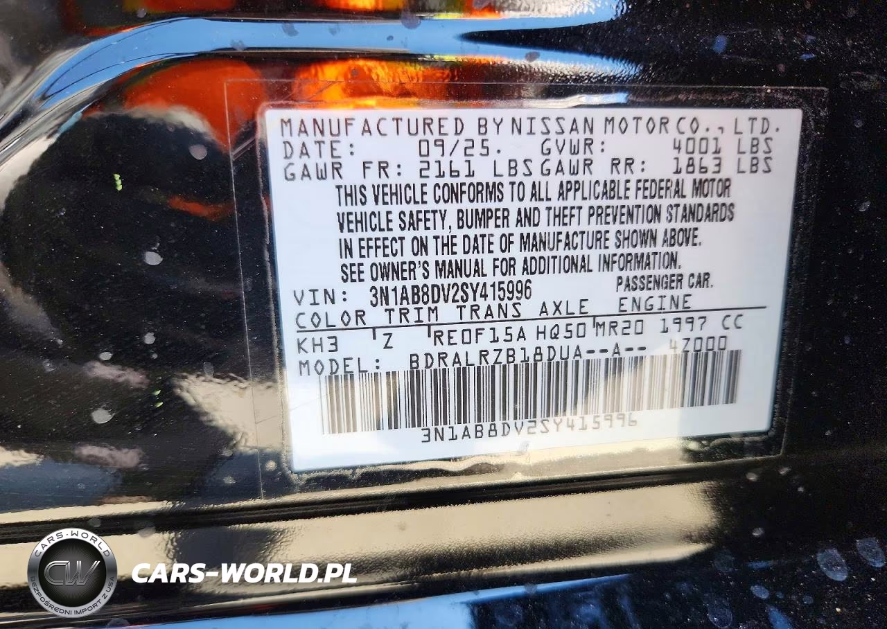2025 Nissan Sentra Sr VIN:3N1AB8DV2SY415996 - 12