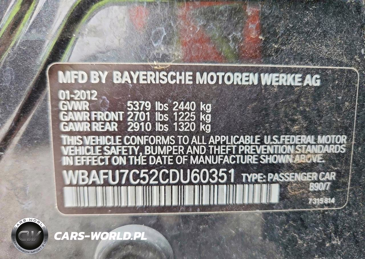 2012 BMW 535 Xi VIN:WBAFU7C52CDU60351 - 12